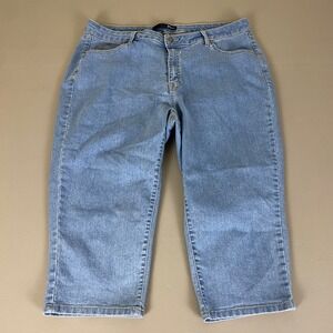 Denim 24/7 Denim Capri Jeans Women's Plus Size 18W Blue Light Wash Cropped Pants